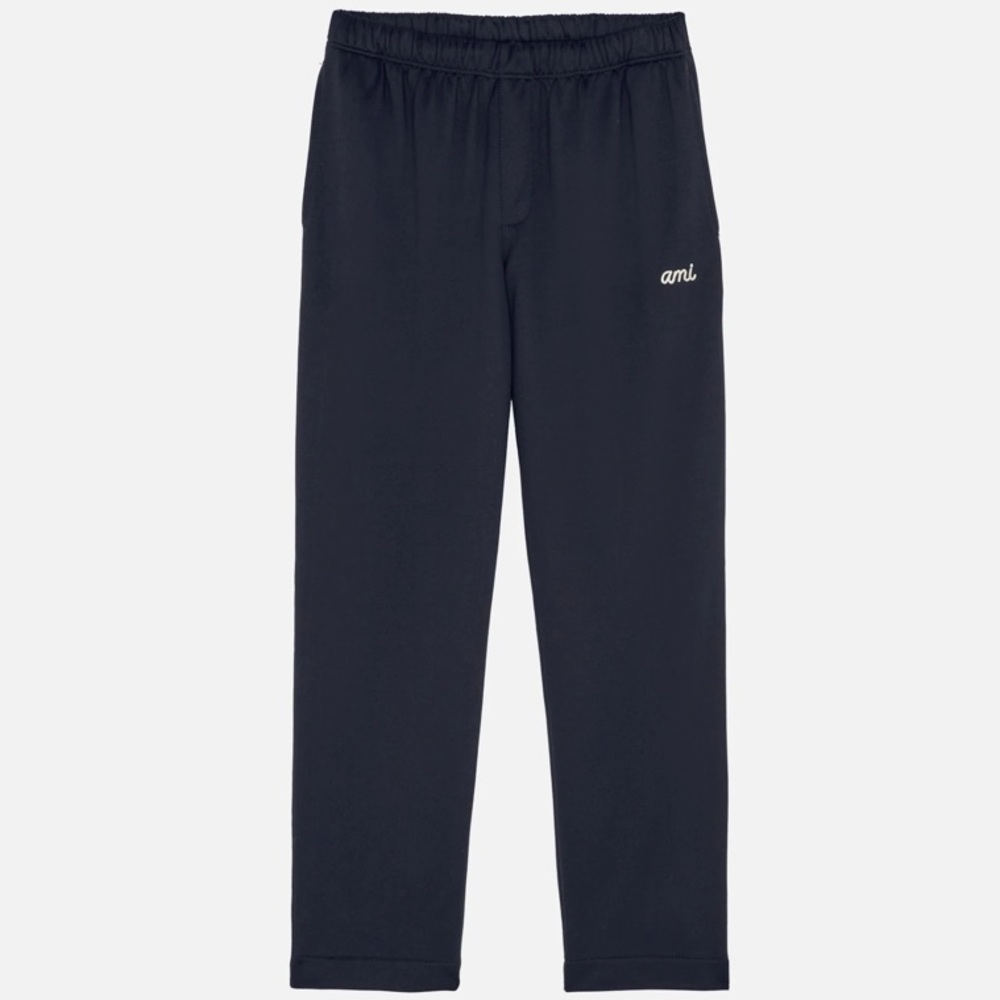 AMI Paris Logo Embroidered Technical Track Pants Navy Blue Size Medium